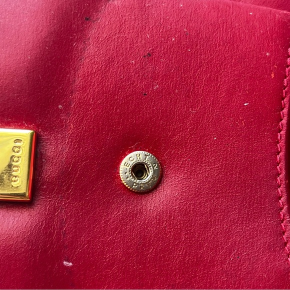 Vintage Gucci Red Leather Dome Lilypad Wallet Small Clutch Rare - Picture 13 of 16